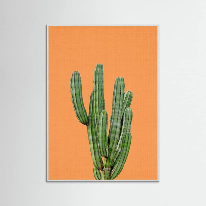 White Wood Orange Cactus Poster