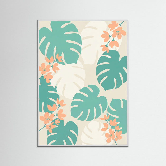 White Wood Orange Teal Bloom