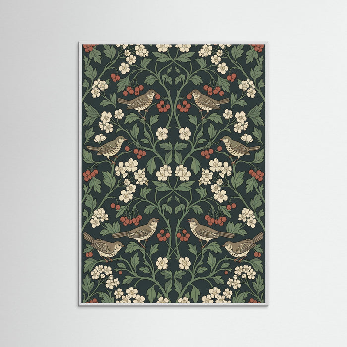White Wood Ornate Botanical Tapestry