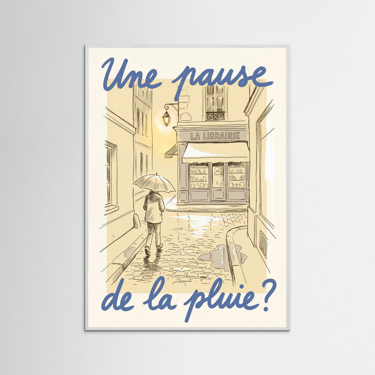 White Wood Parisian Rainy Invitation