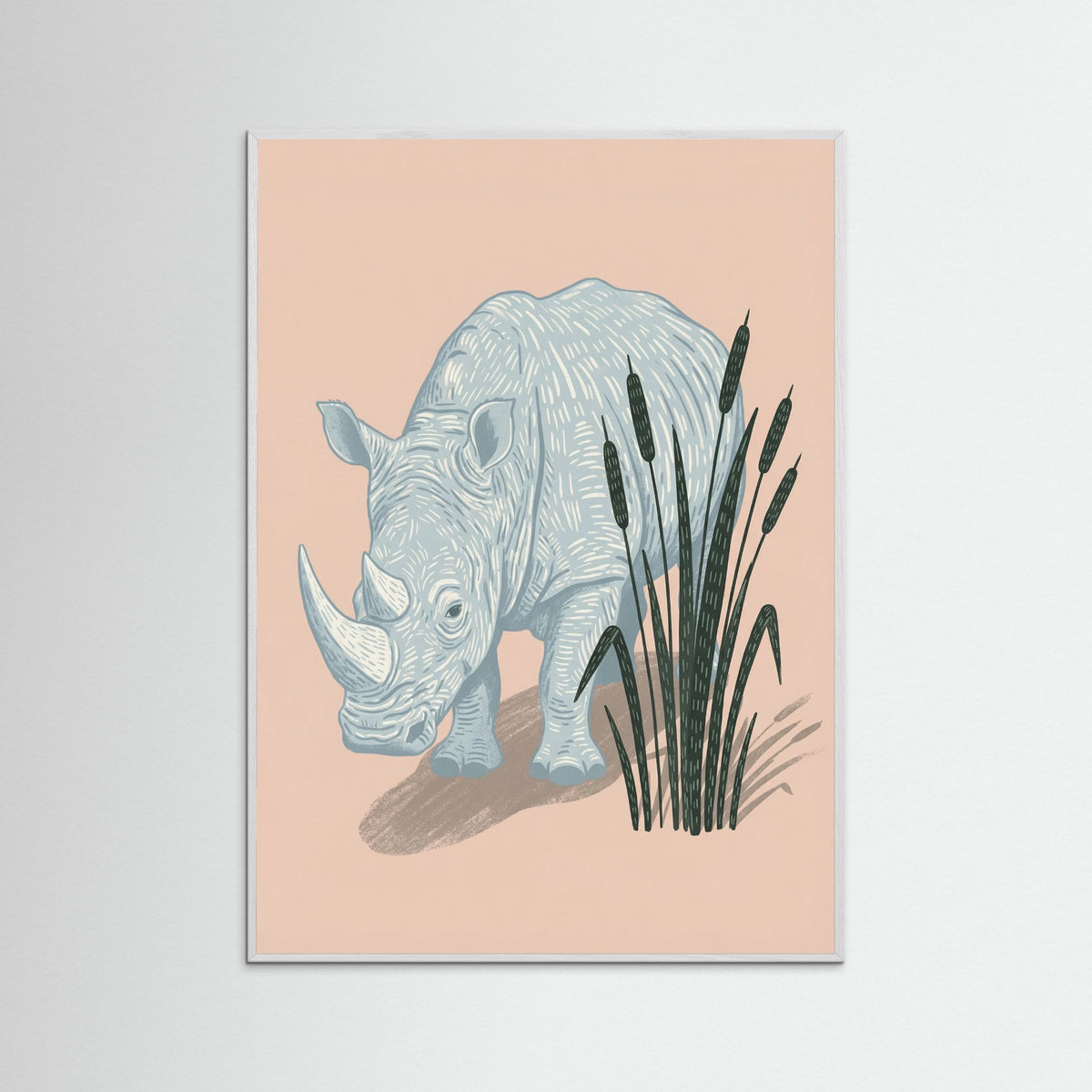 White Wood Patterned Hippo Stillness