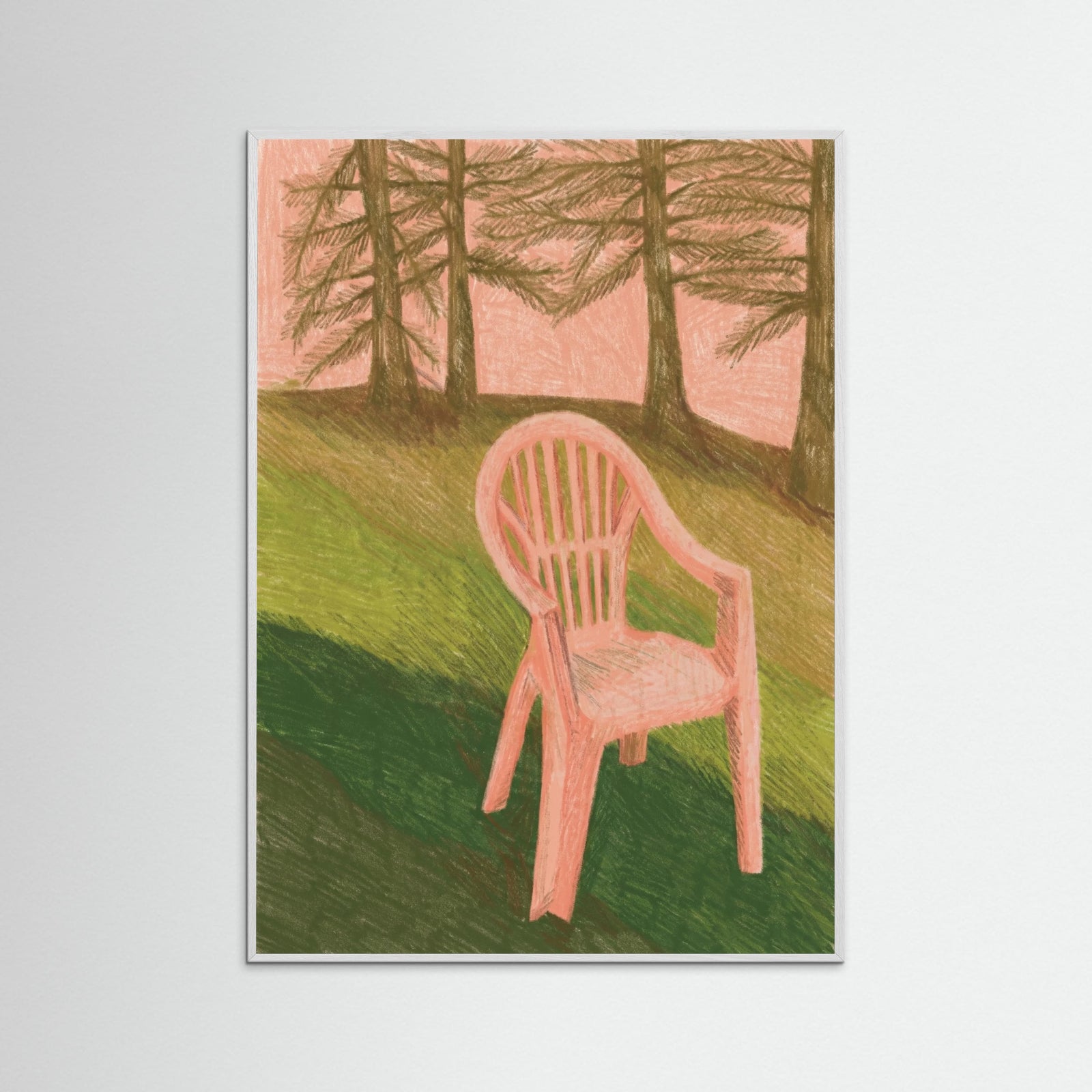 White Wood Pink Lawn Chair