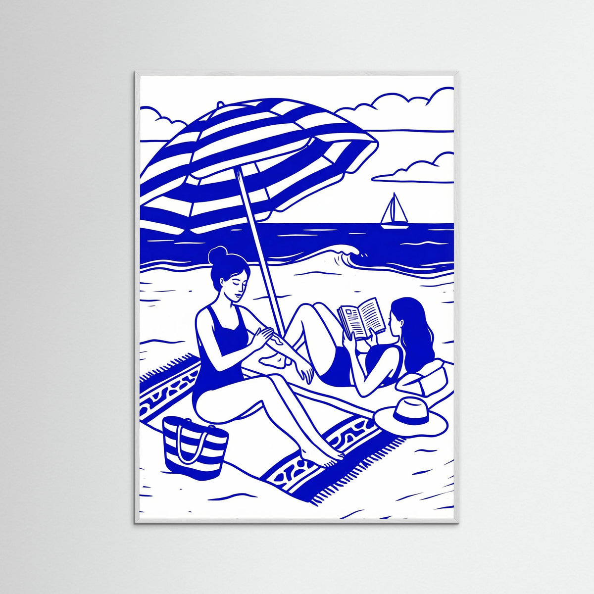 White Wood Poolside Serenity Blue