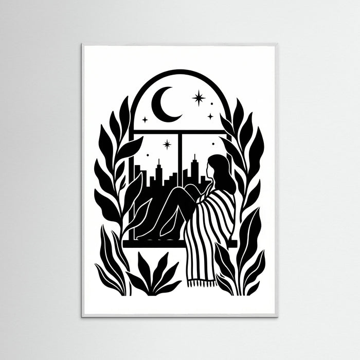 White Wood Quiet Contemplation Black