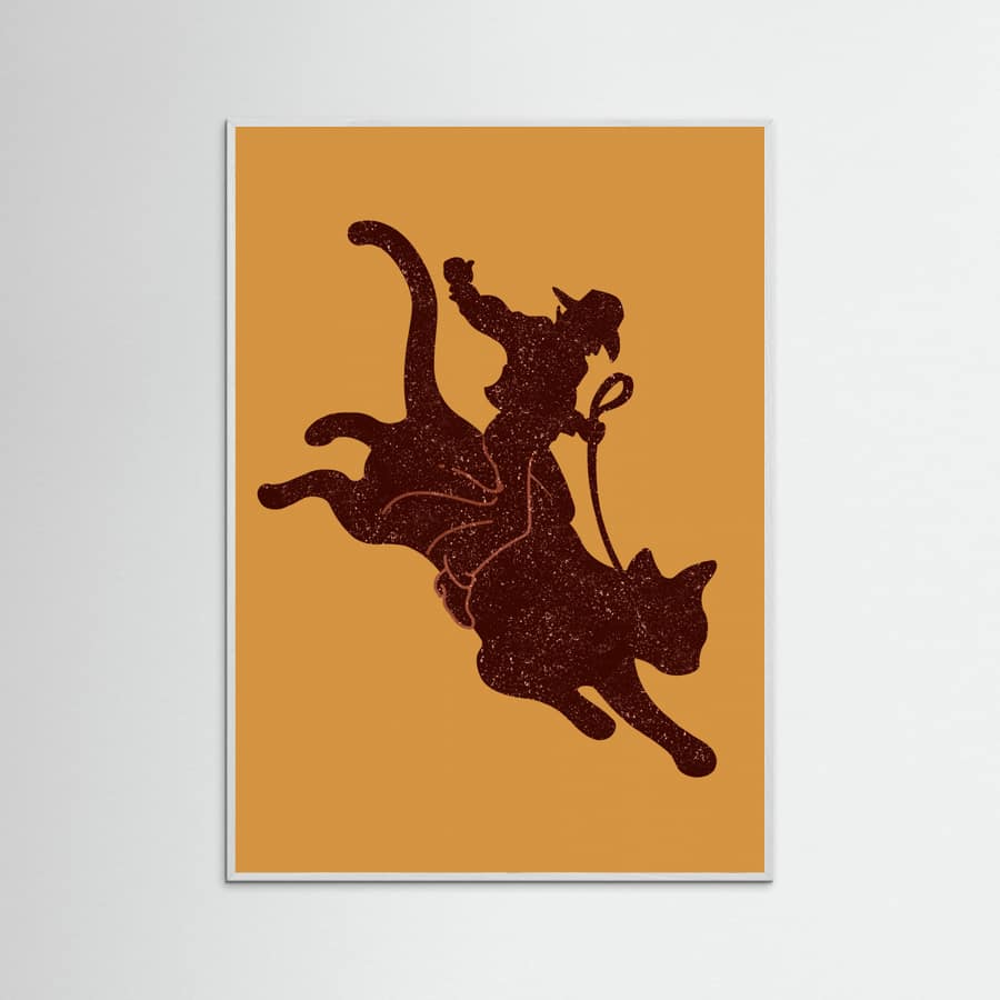 White Wood RODEO CAT Poster