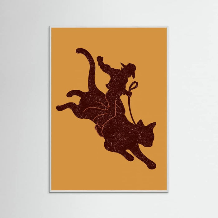 White Wood RODEO CAT Poster