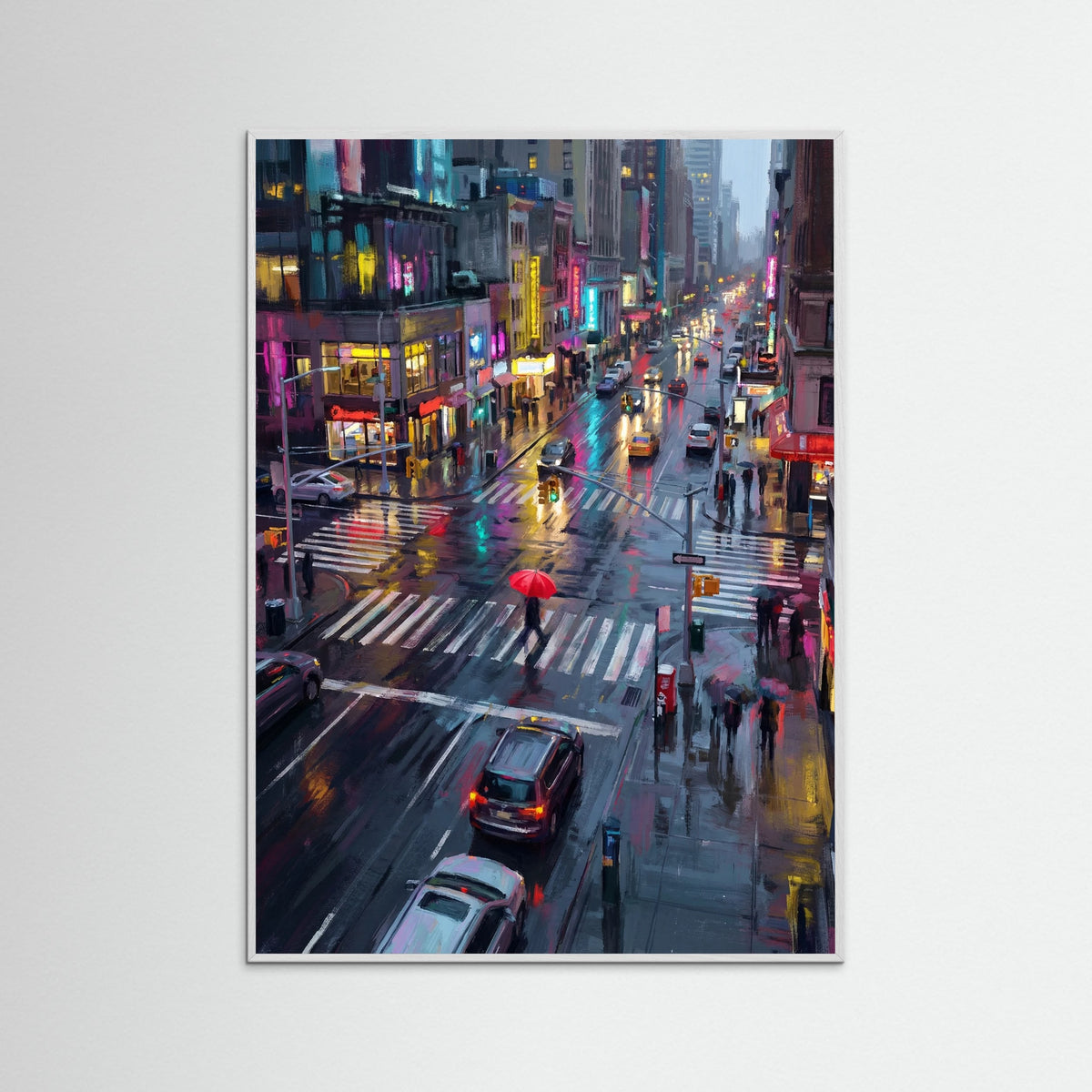 White Wood Rainy City Umbrellas