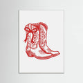 Red Cowgirl Boots with Bow Poster – plakat og kunsttryk