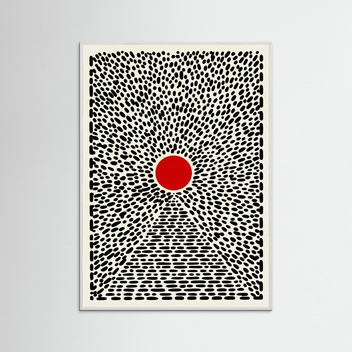 White Wood Red Sun Burst