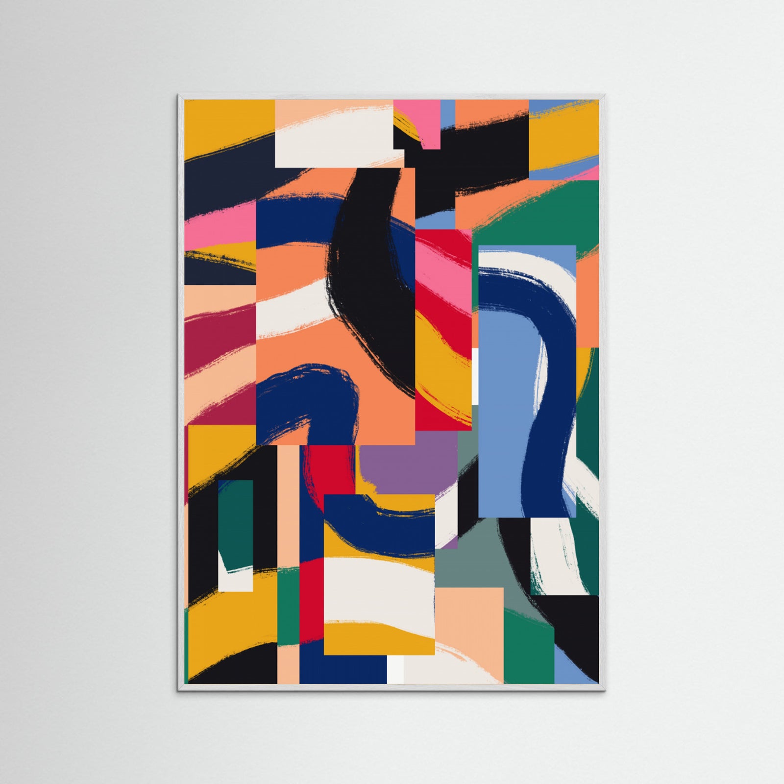 White Wood Ribbons Dancing Over Mirrors Poster