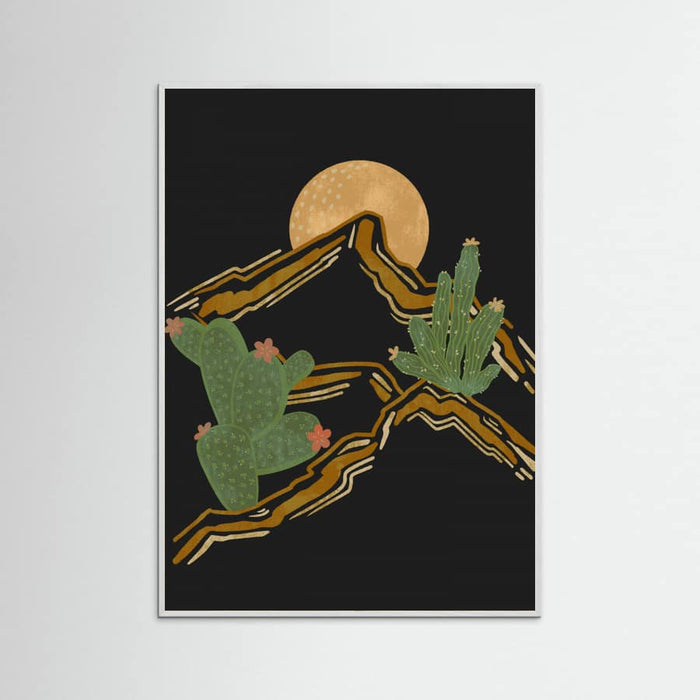 White Wood Rocky Mountain and Cactus Poster