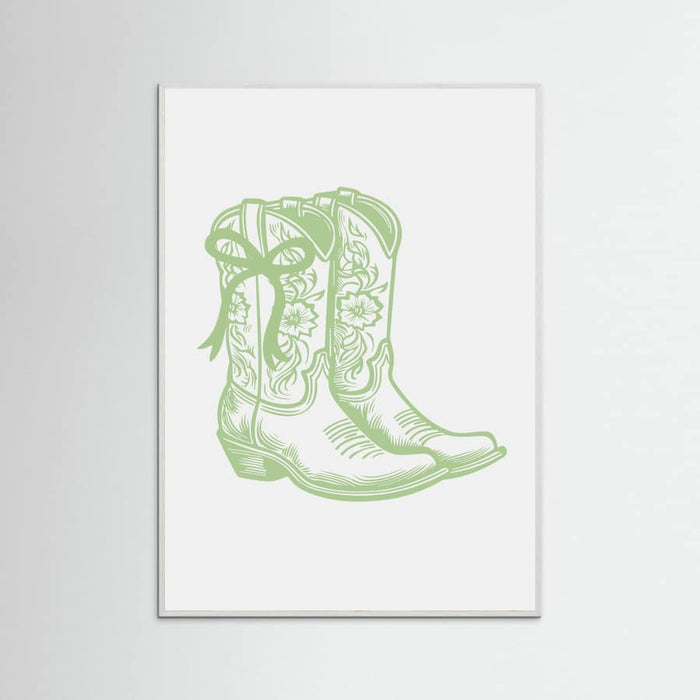 Sage Green Cowgirl Boots with Bow Poster – Poster und Kunstdruck