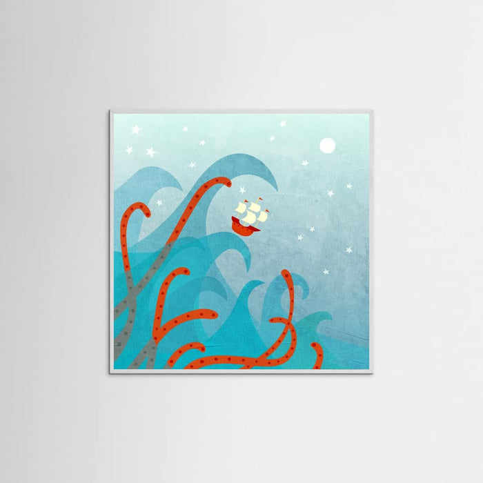 Sailing Boat and Sea Monster Poster – Poster und Kunstdruck