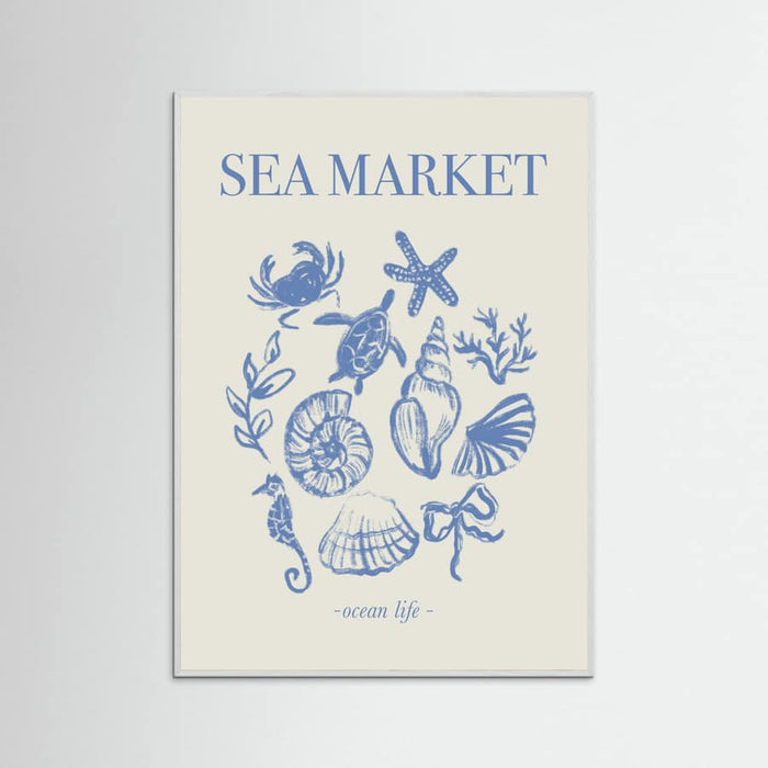 Sea Market Blue Artprint Poster – plakat og kunsttryk