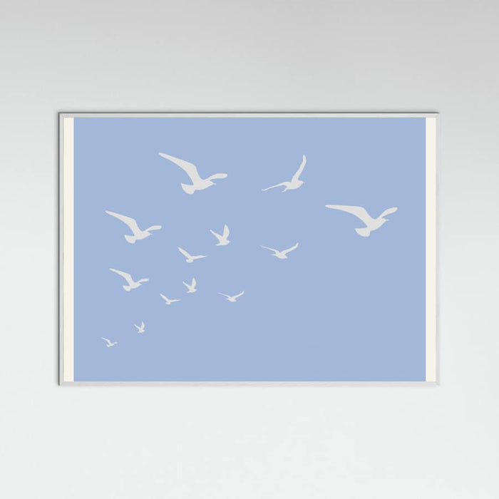 Seagulls Blue Background Poster – plakat og kunsttryk