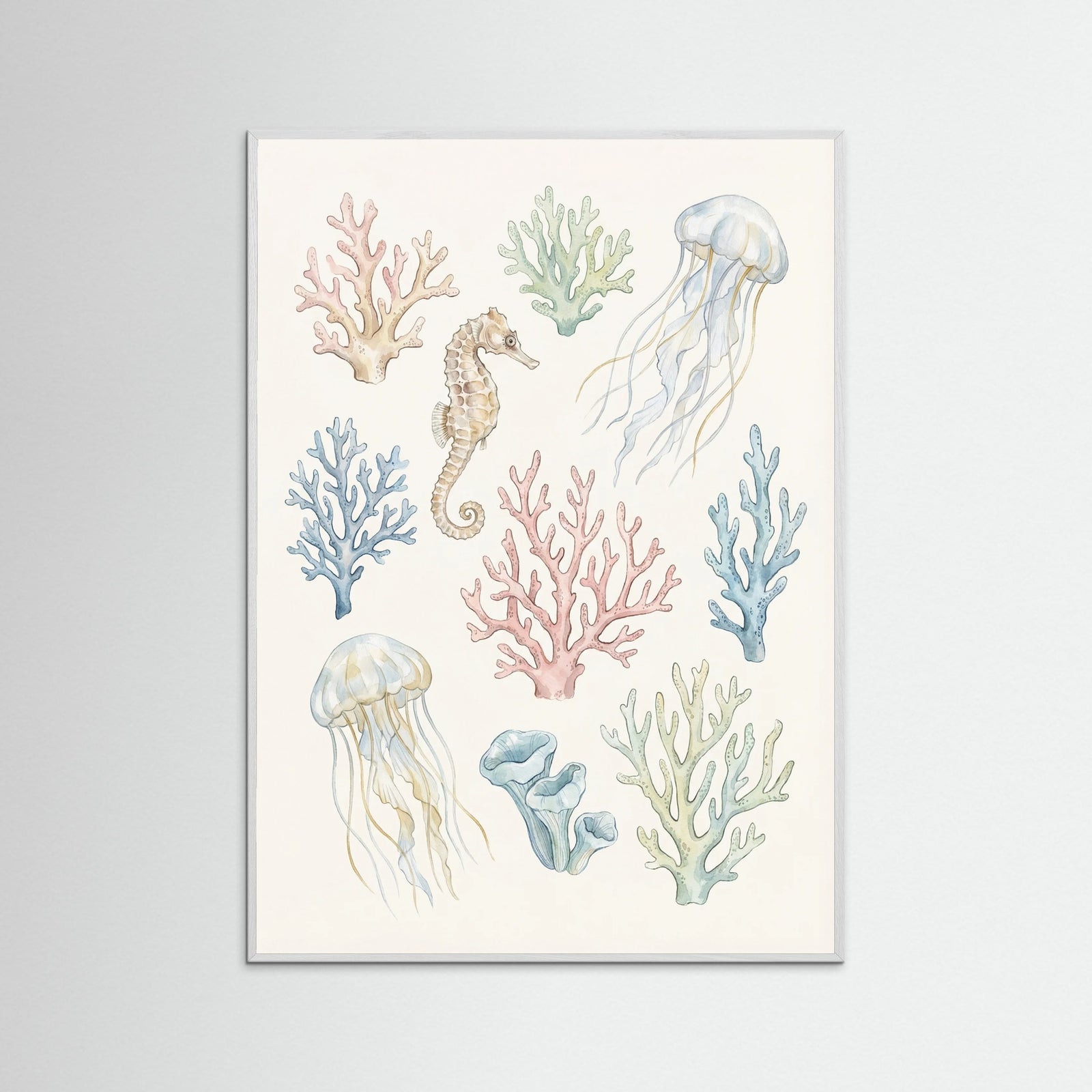 White Wood Seashell Serenity