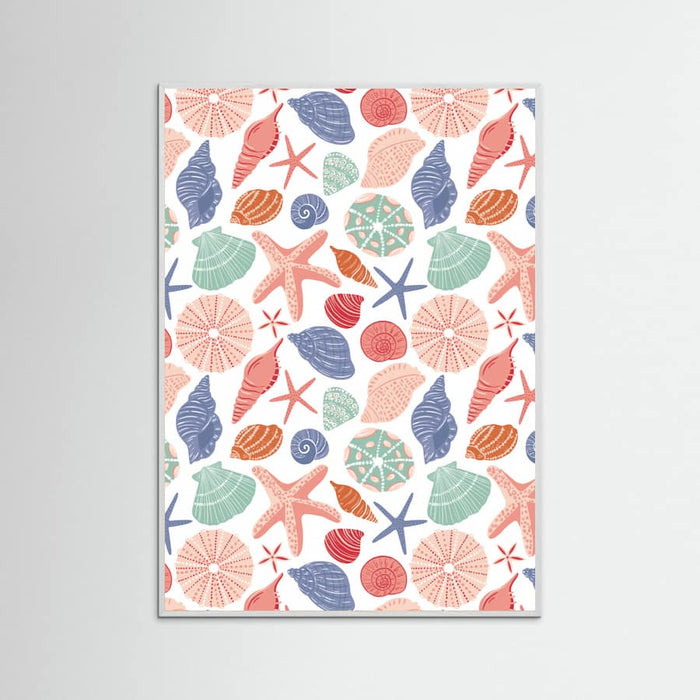 Seashells and Starfish - White Poster – poster and art print
