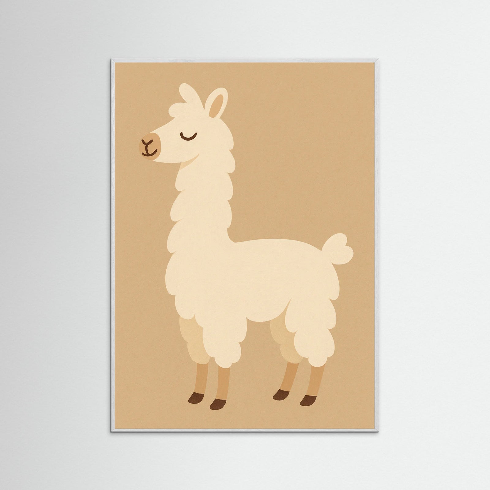 White Wood Sleeping Llama