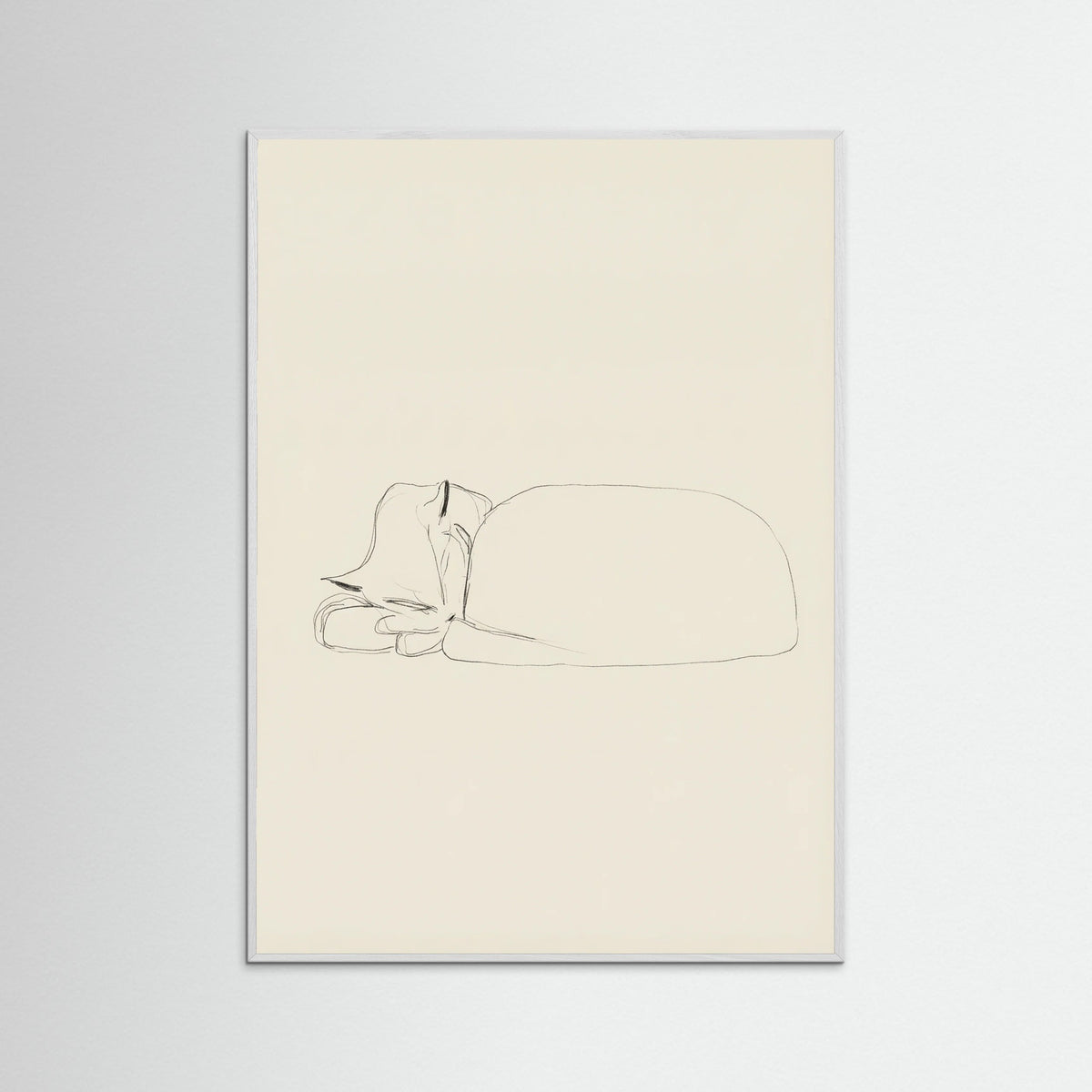 White Wood Slumbering Feline Grace