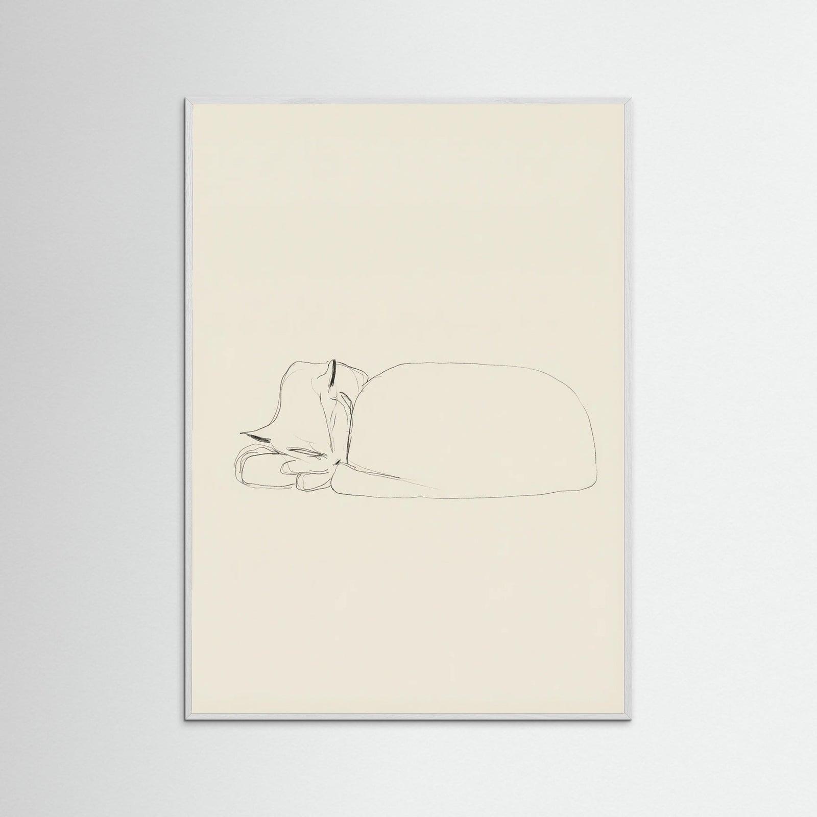 White Wood Slumbering Feline Grace