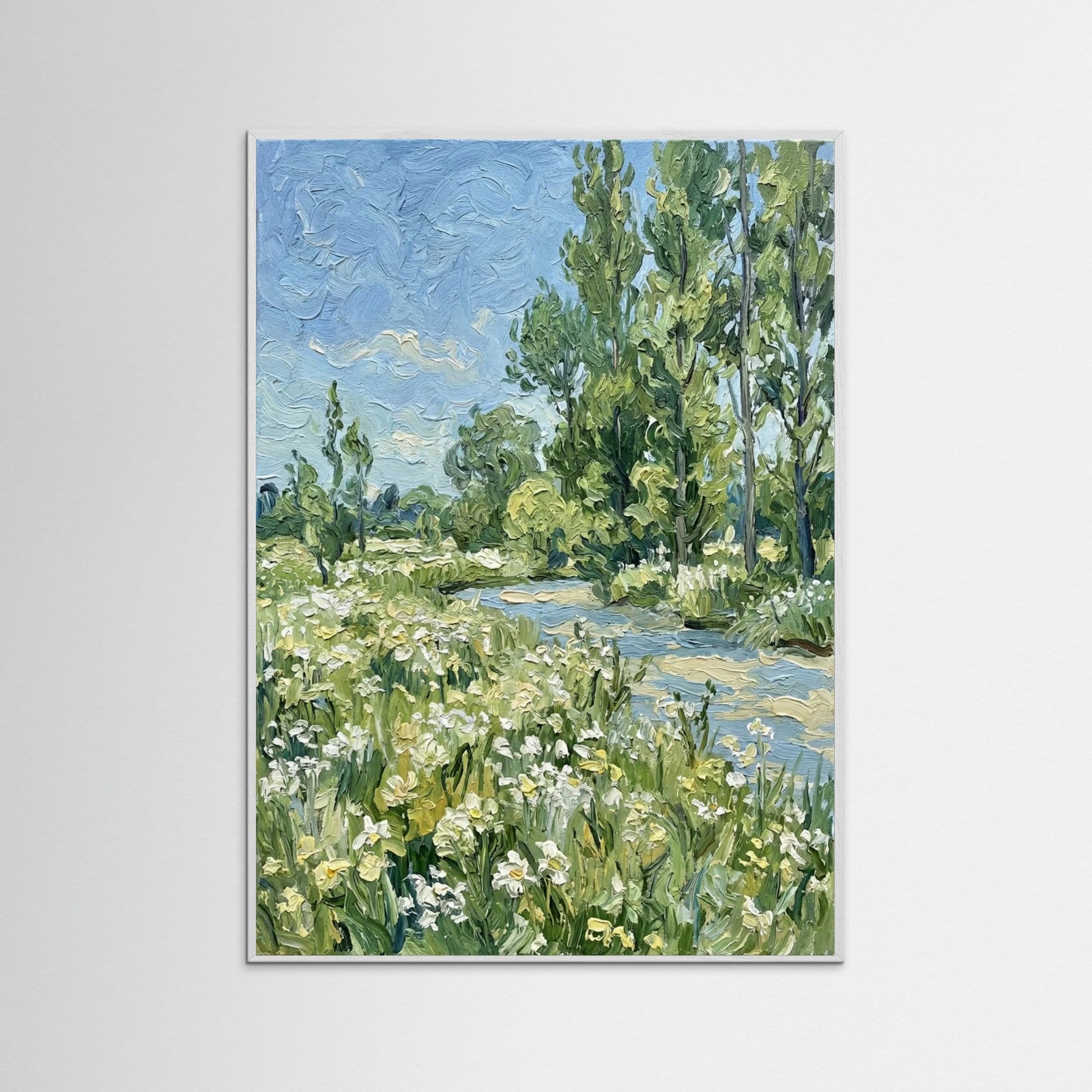 White Wood Springtime Riverbank