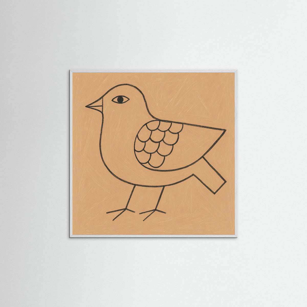 White Wood Square Abstract Face