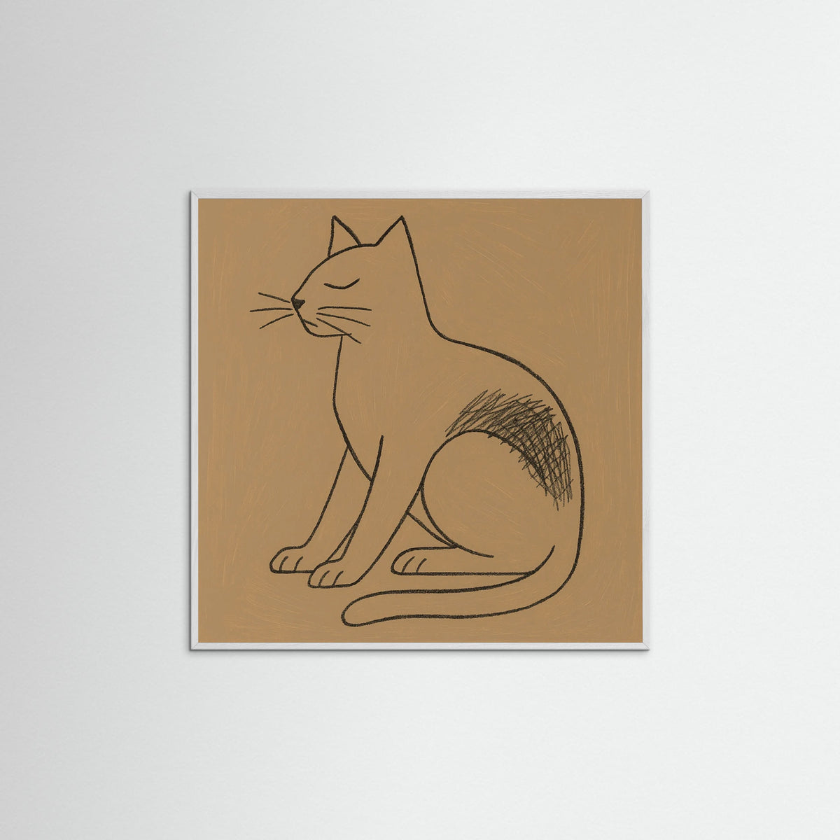 White Wood Square Abstract Line Portrait