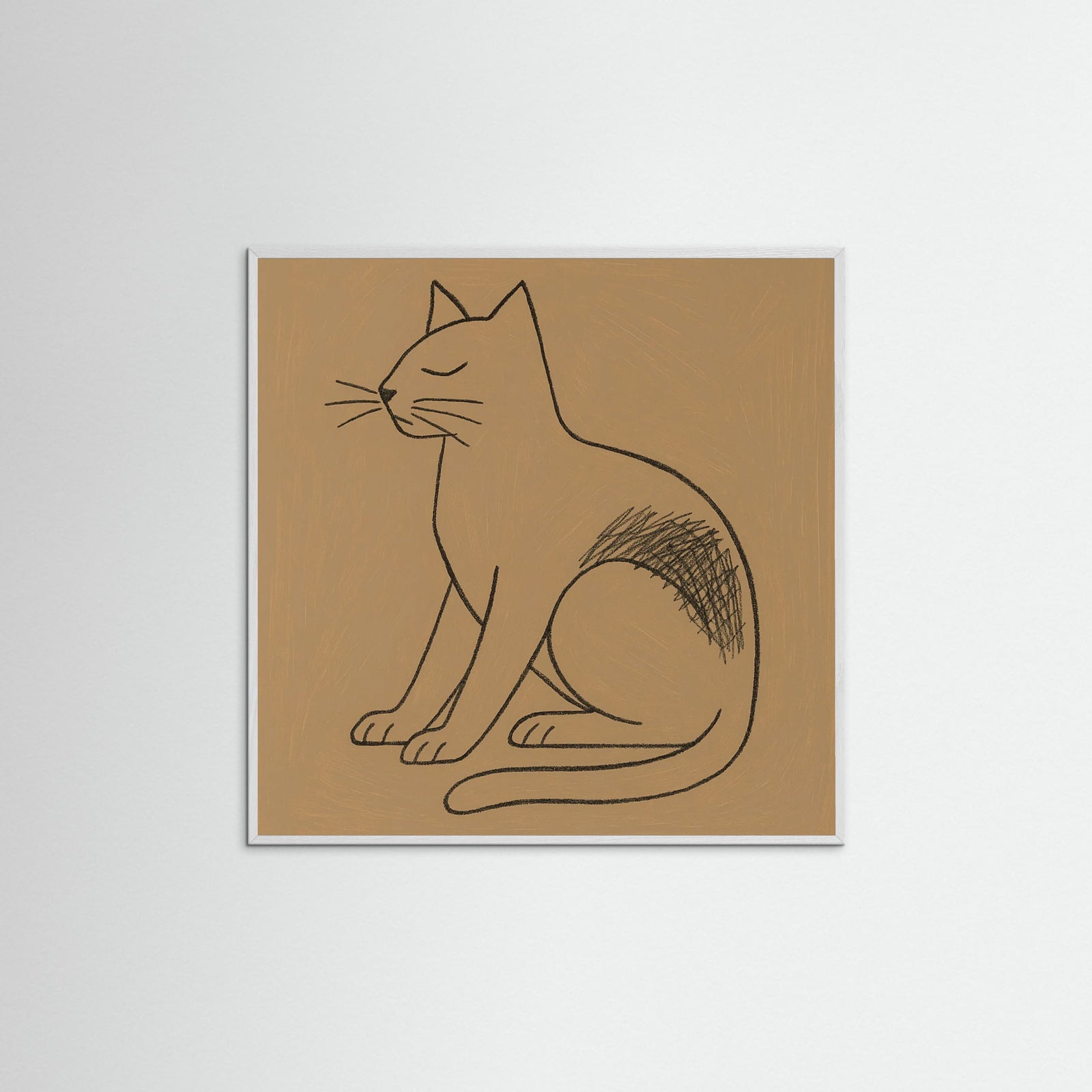 White Wood Square Abstract Line Portrait