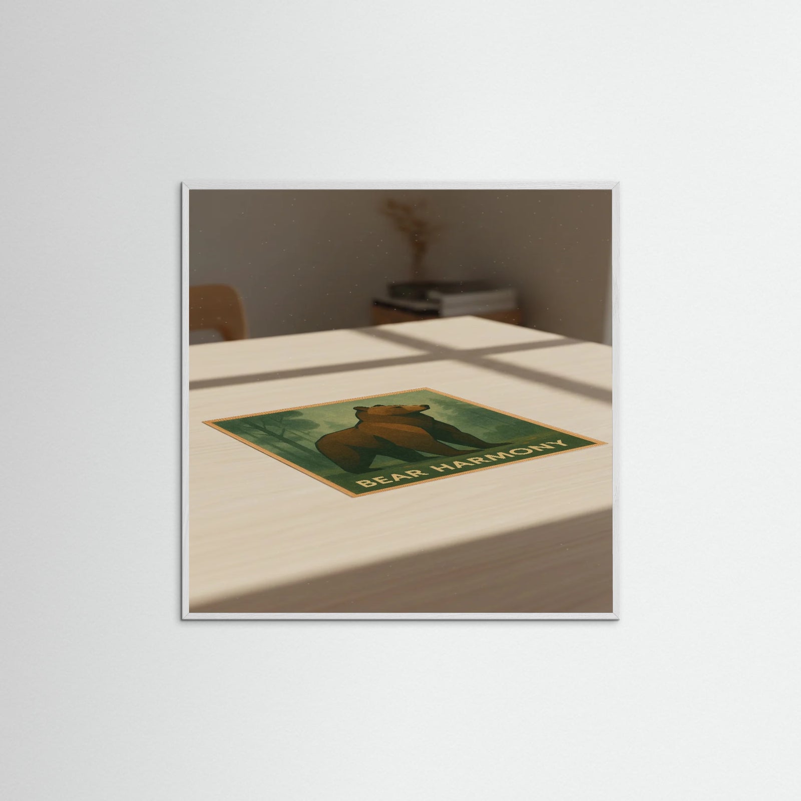 White Wood Square Bear Harmony