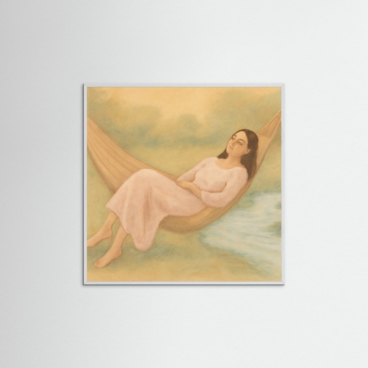 White Wood Square Blissful Dream