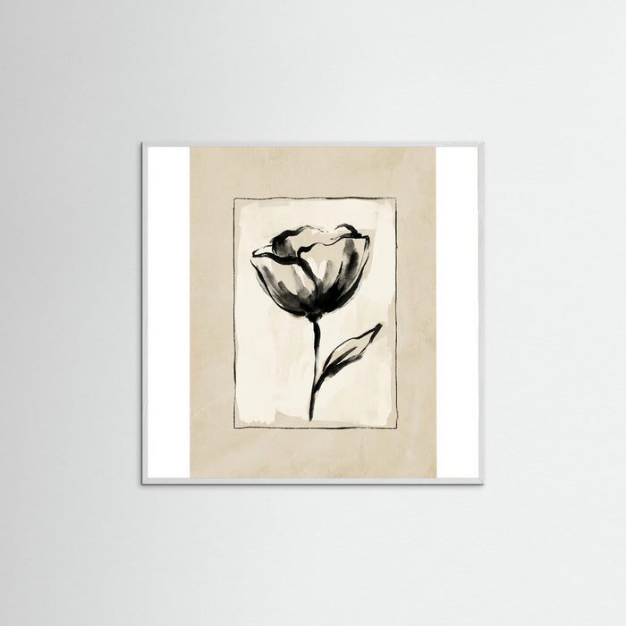 White Wood Square Botanical Sketch