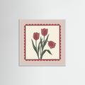 White Wood Square Crimson Bloom