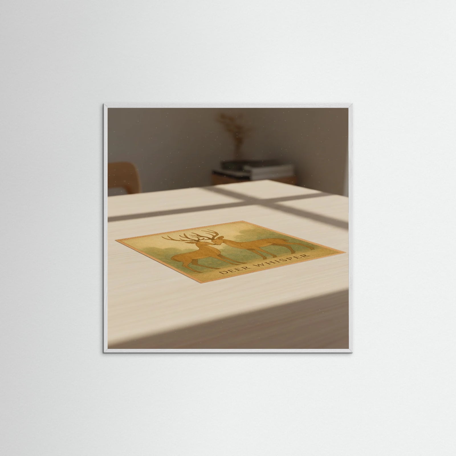 White Wood Square Deer Whisper
