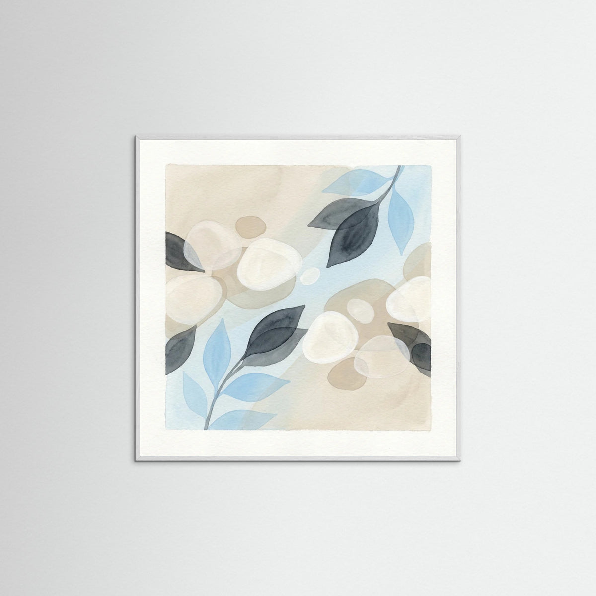 White Wood Square Floral Drifts
