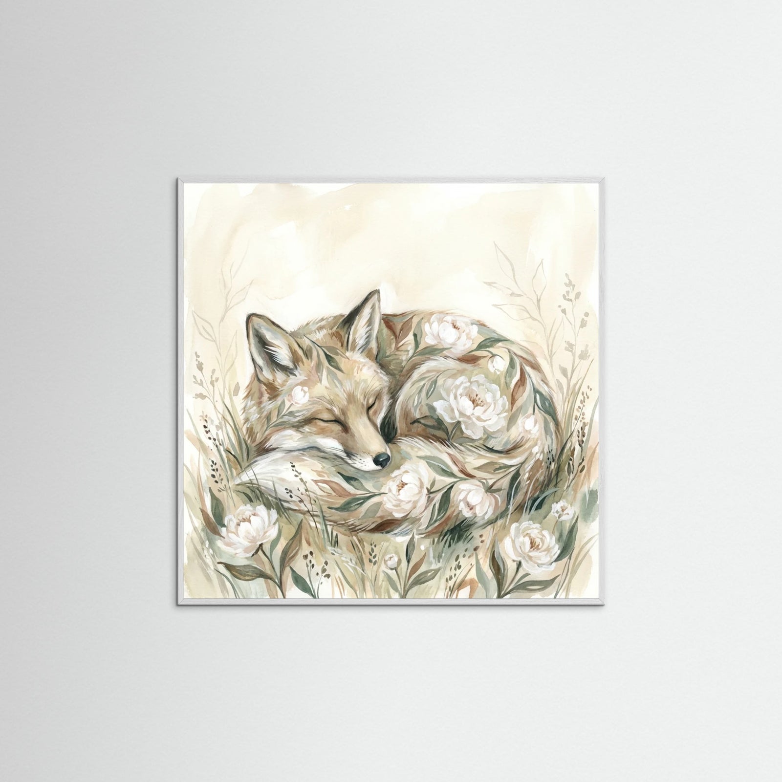 White Wood Square Floral Embrace