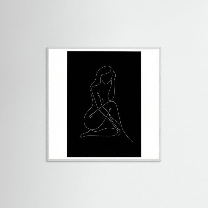 White Wood Square Fluid Contours Black