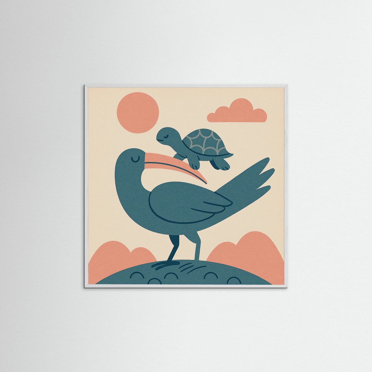 White Wood Square Mother Child Cloud