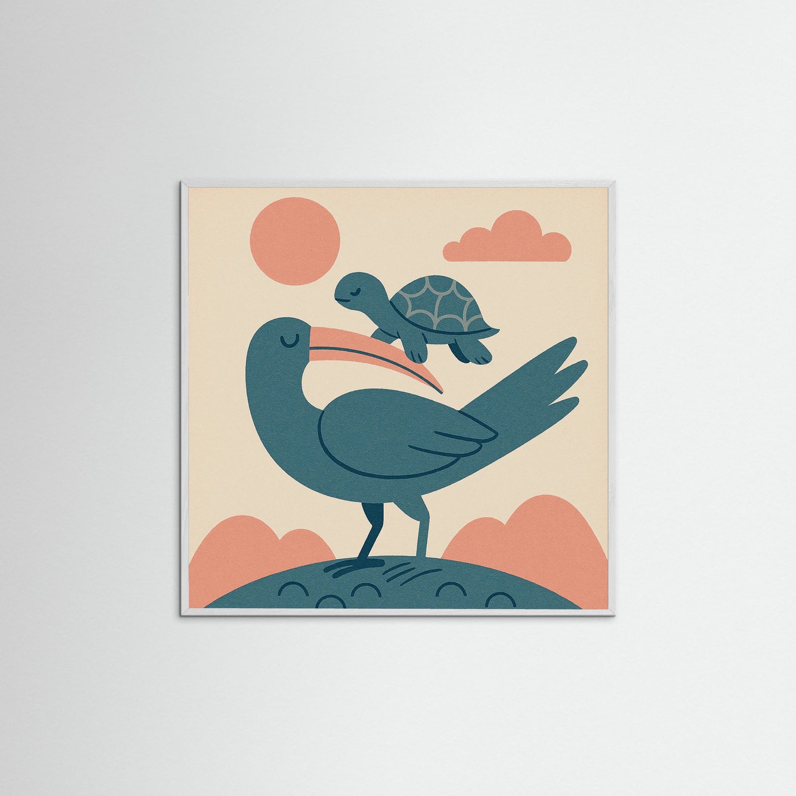 White Wood Square Mother Child Cloud