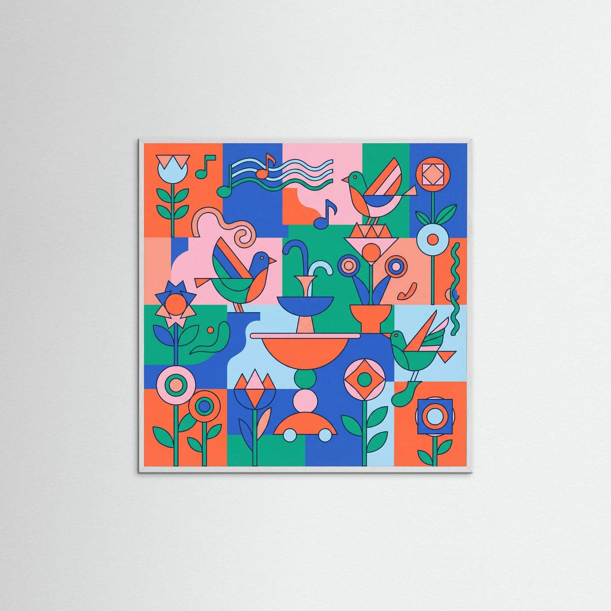 White Wood Square Playful Abstraction