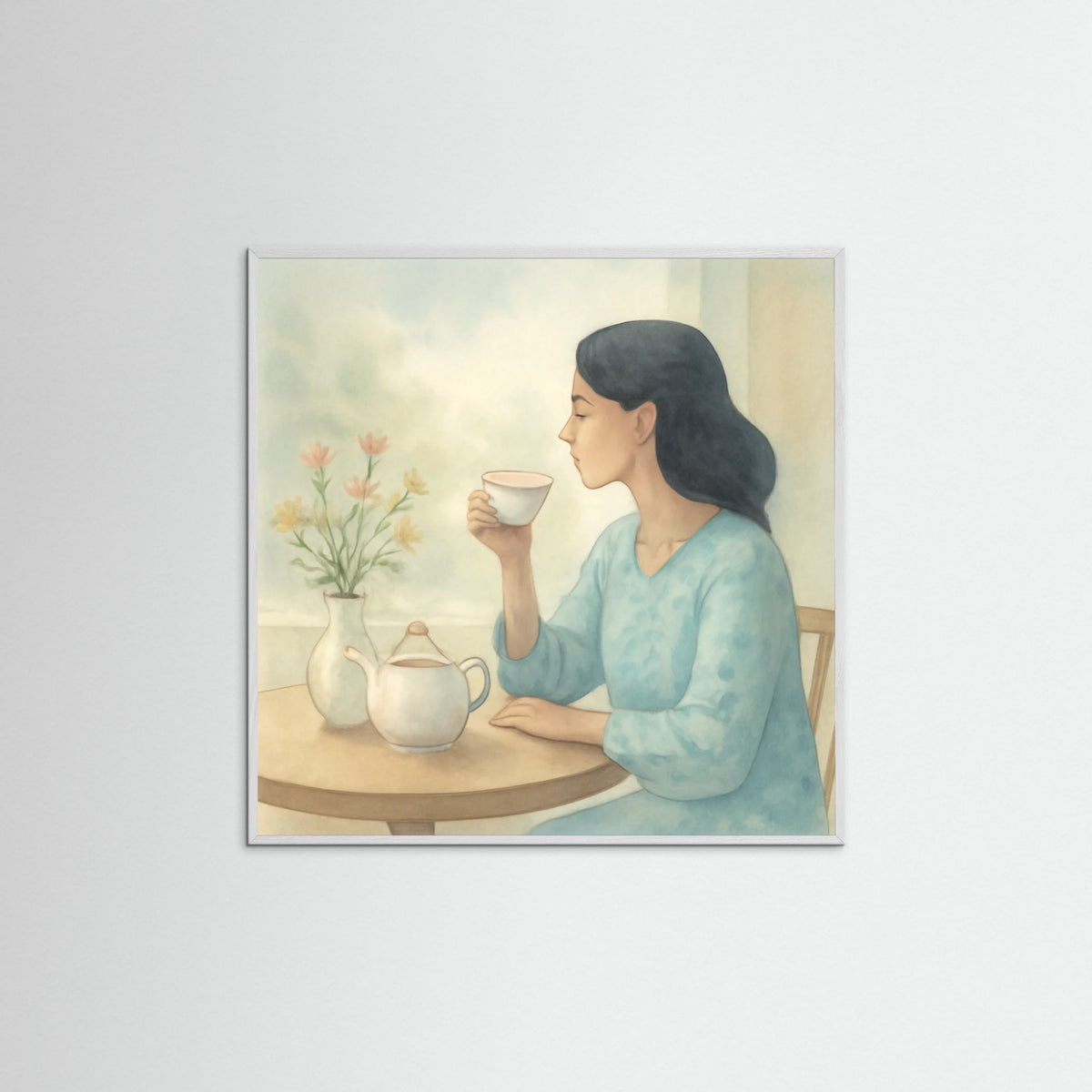 White Wood Square Serenity Tea