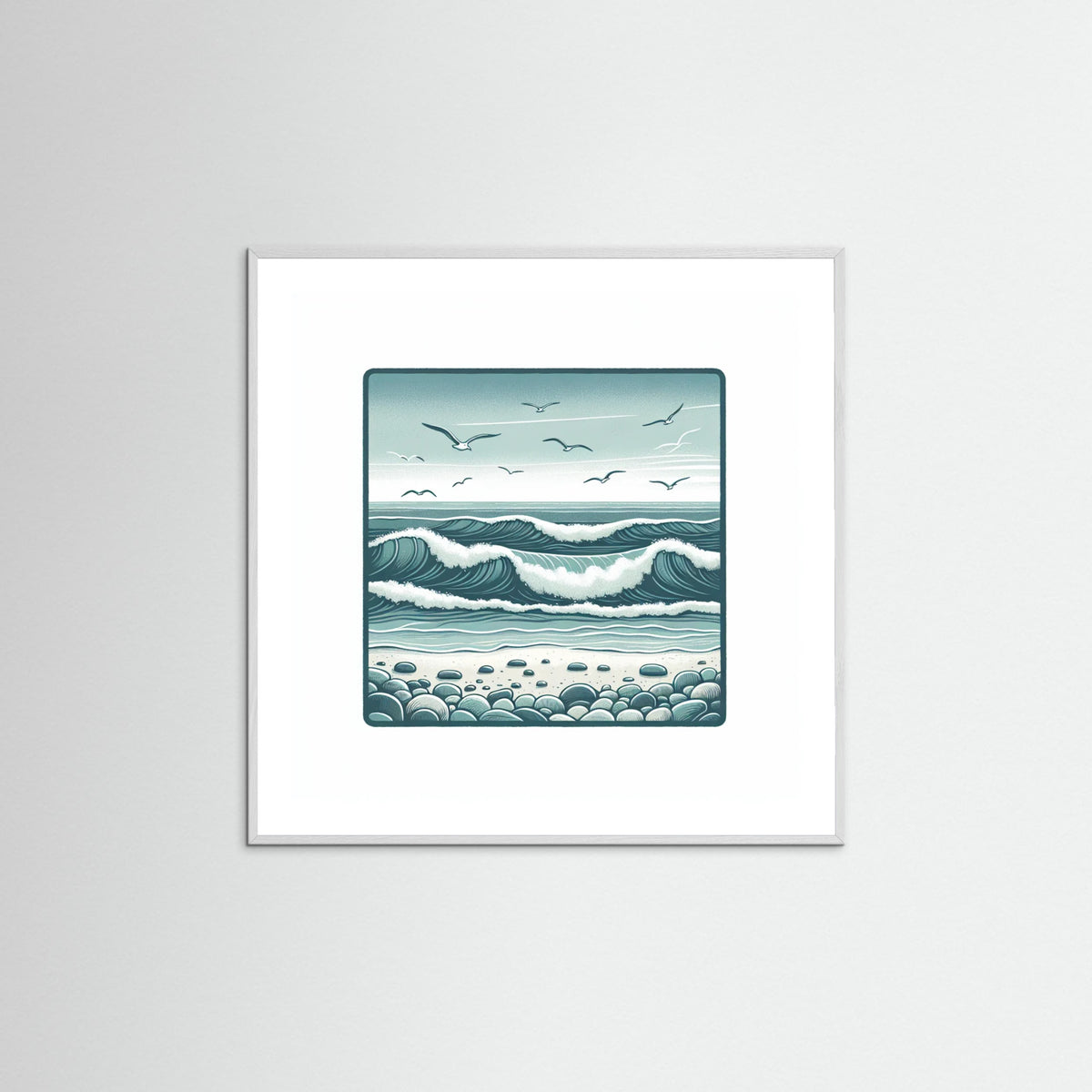 White Wood Square Silent Waves