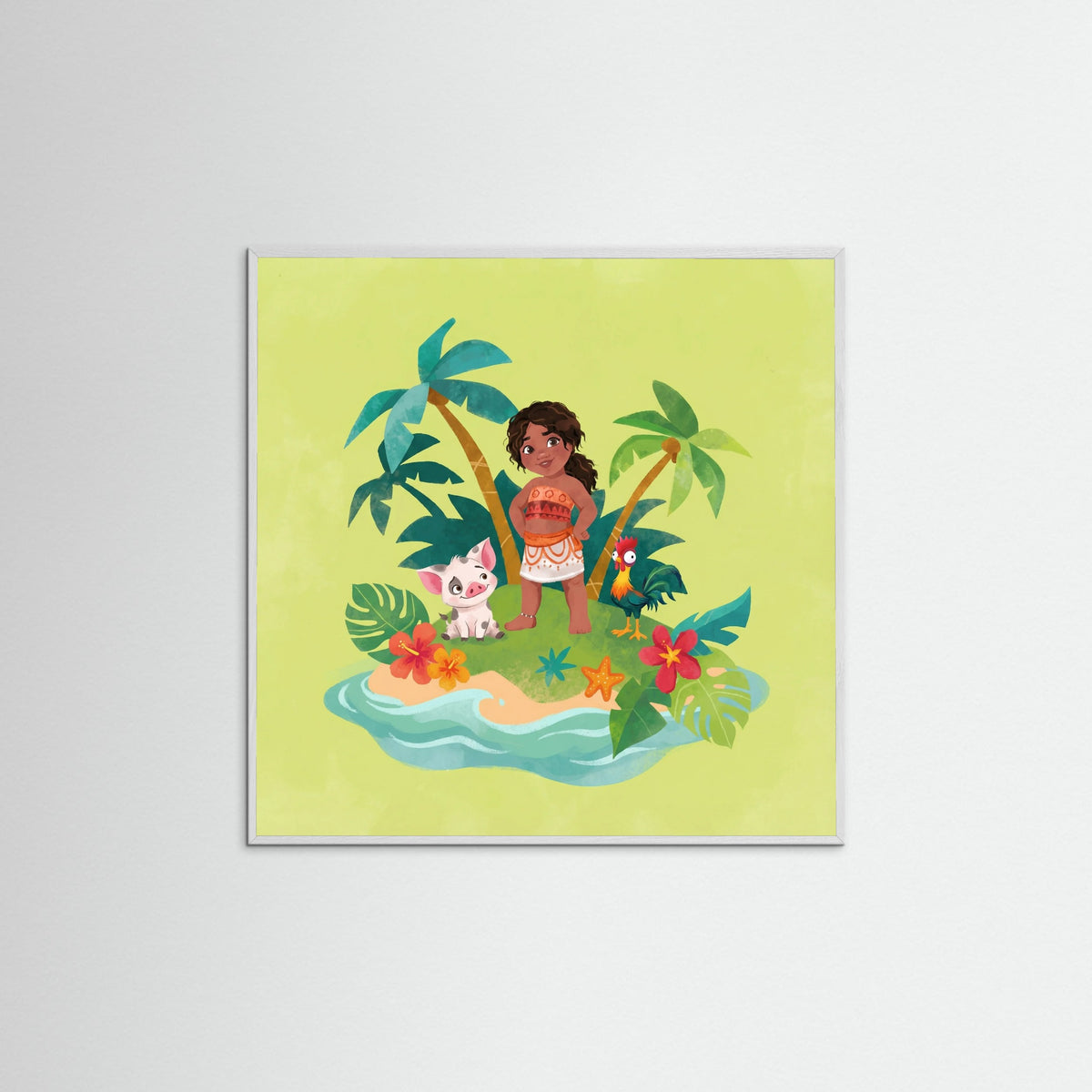 White Wood Square Tropical Moana