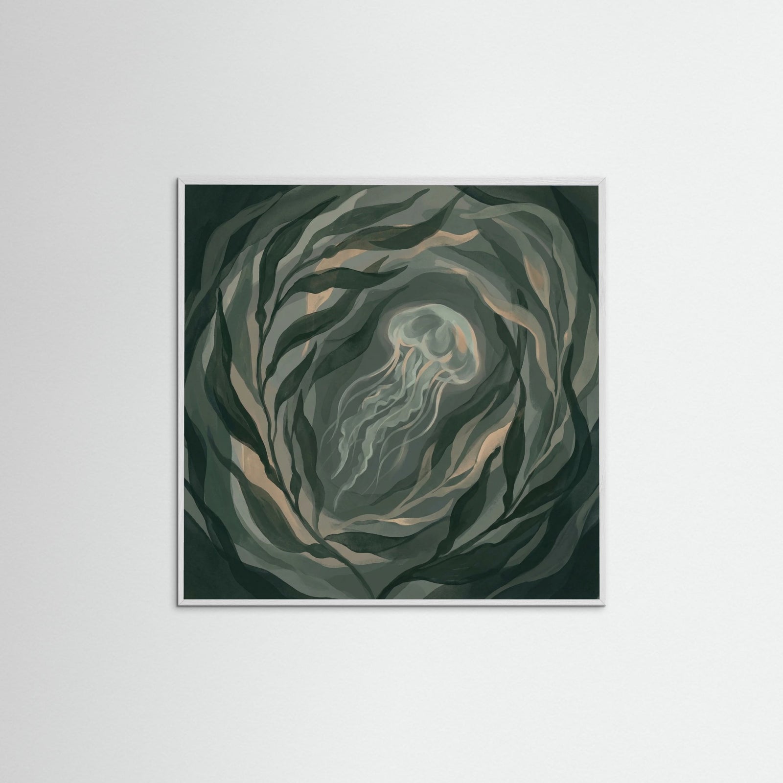 White Wood Square Verdant Depths