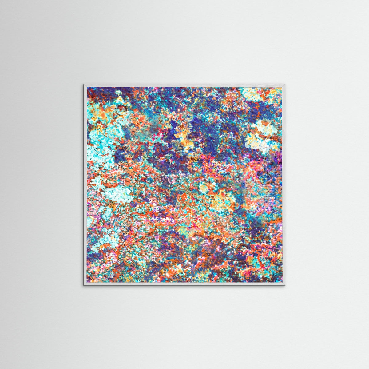 White Wood Square Vibrant Coral Reef