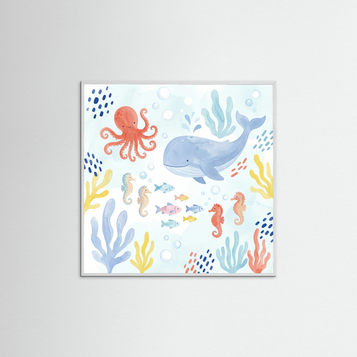 White Wood Square Whimsical Jungle Friends