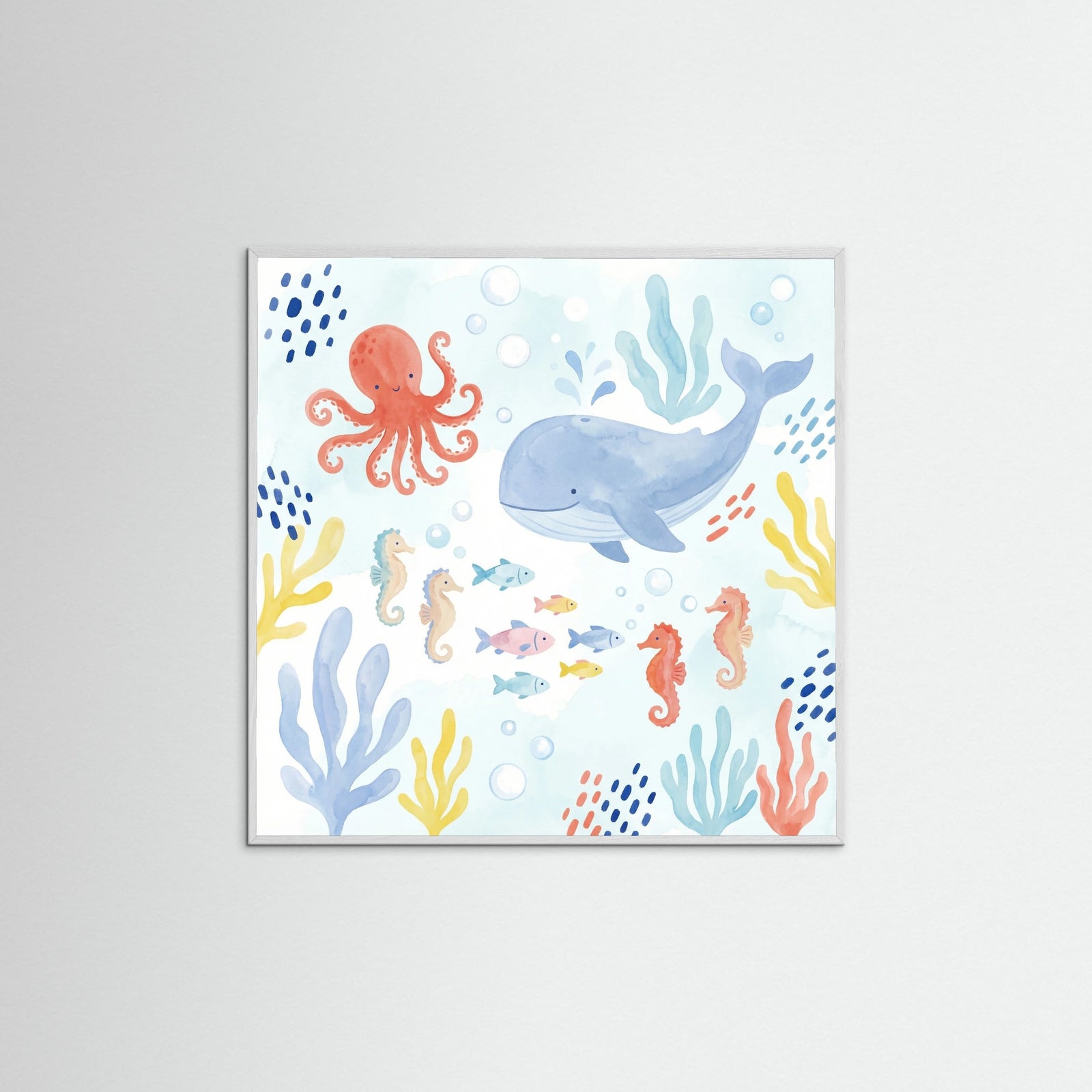 White Wood Square Whimsical Jungle Friends