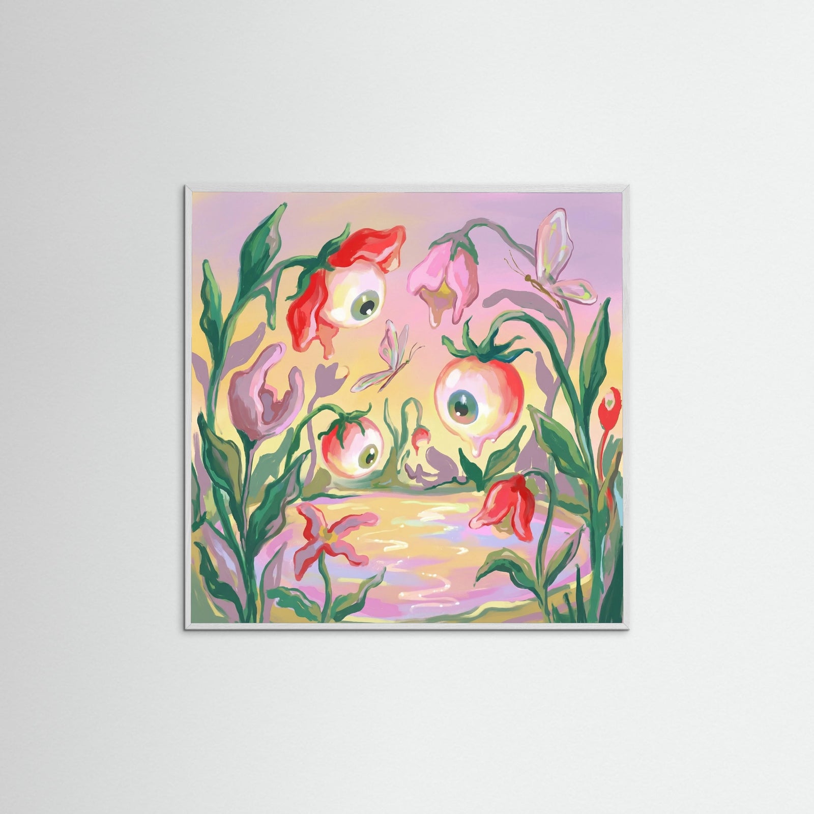 White Wood Square Whimsical Timepiece