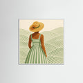 White Wood Square Woman in Hat
