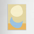 White Wood Stacked Ovals in Soft Yellow and Light Blue Poster
