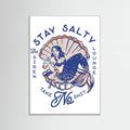 White Wood Stay Salty Siren Lounge Pin-Up Mermaid Poster